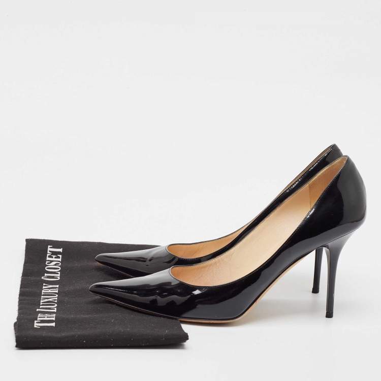 Pre Owned Jimmy Choo Black Patent Leather Love Pumps Size 40