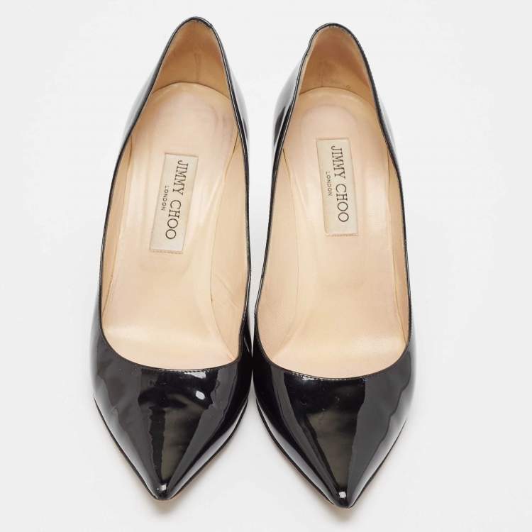 Pre Owned Jimmy Choo Black Patent Leather Love Pumps Size 40