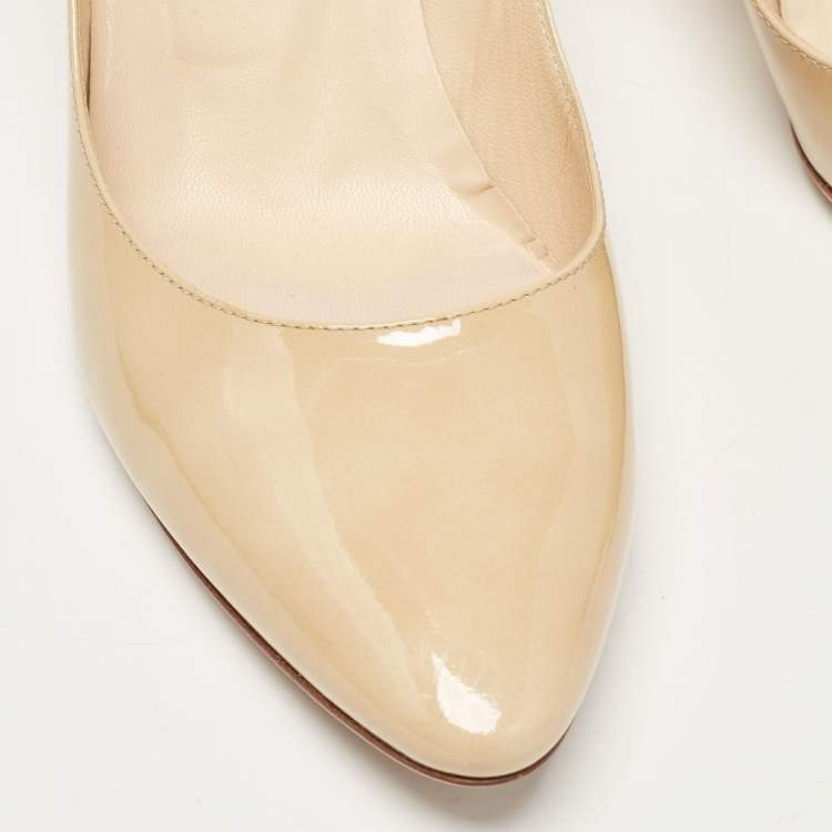Pre Owned Jimmy Choo Beige Patent Leather Pumps Size 41