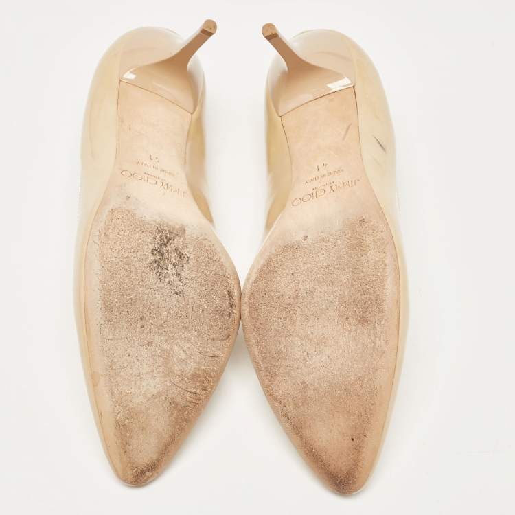 Pre Owned Jimmy Choo Beige Patent Leather Pumps Size 41