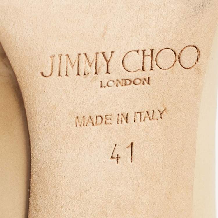 Pre Owned Jimmy Choo Beige Patent Leather Pumps Size 41
