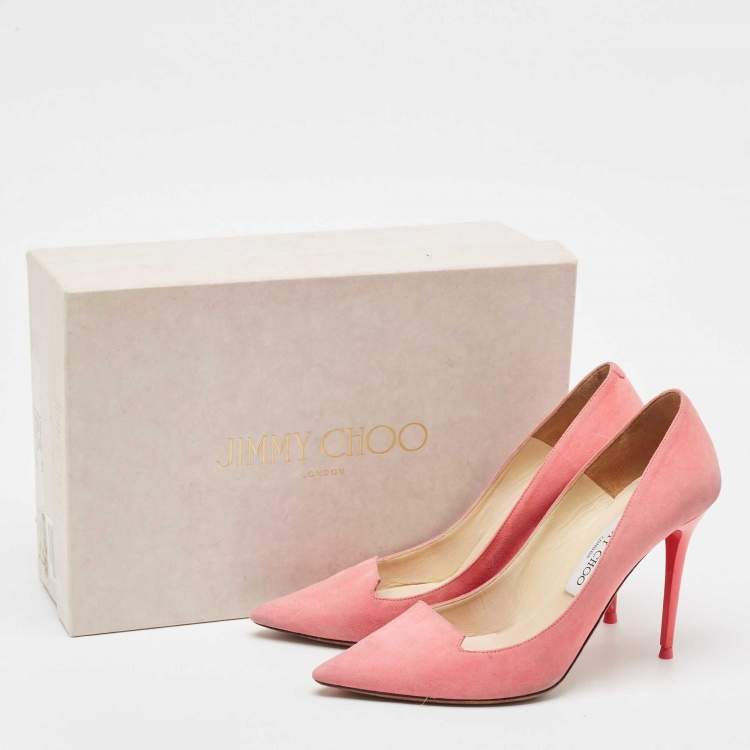 Pre Owned Jimmy Choo Pink Suede Avril Pumps Size 37