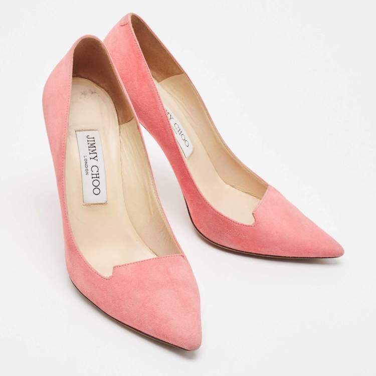 Pre Owned Jimmy Choo Pink Suede Avril Pumps Size 37
