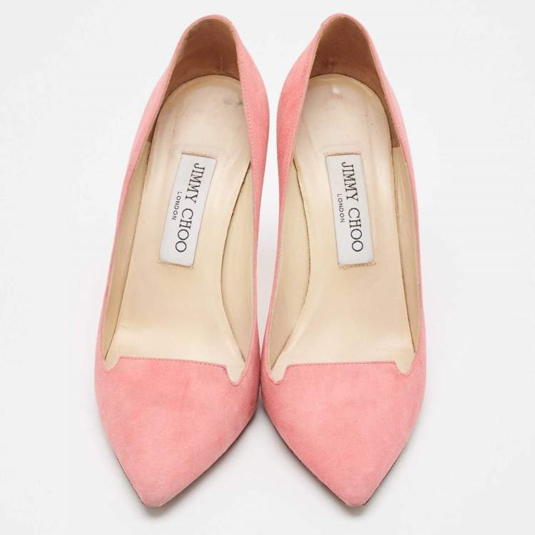 Pre Owned Jimmy Choo Pink Suede Avril Pumps Size 37