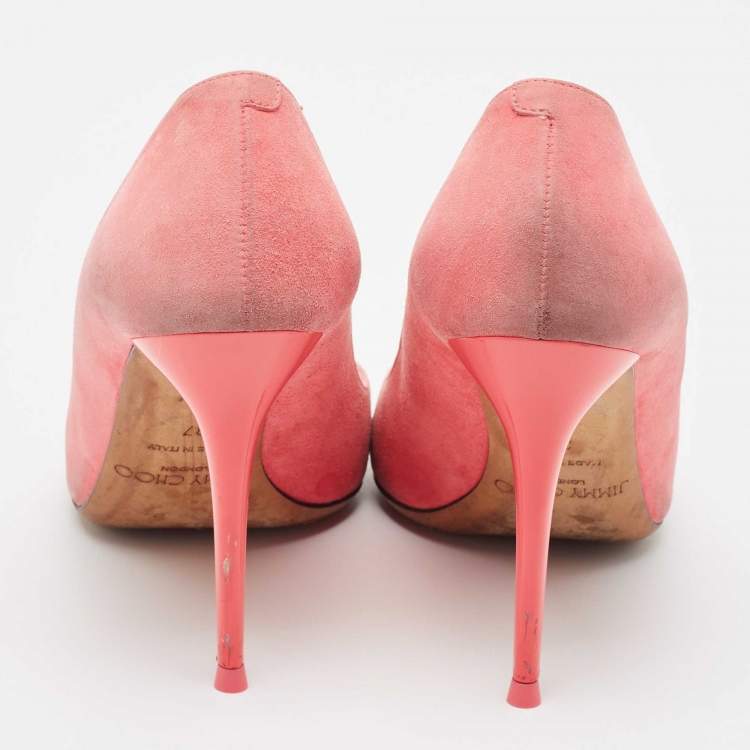 Pre Owned Jimmy Choo Pink Suede Avril Pumps Size 37