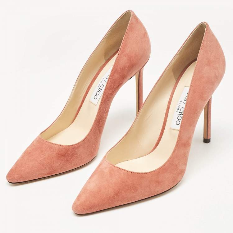 Pre Owned Jimmy Choo Pink Suede Romy Pumps Size 40