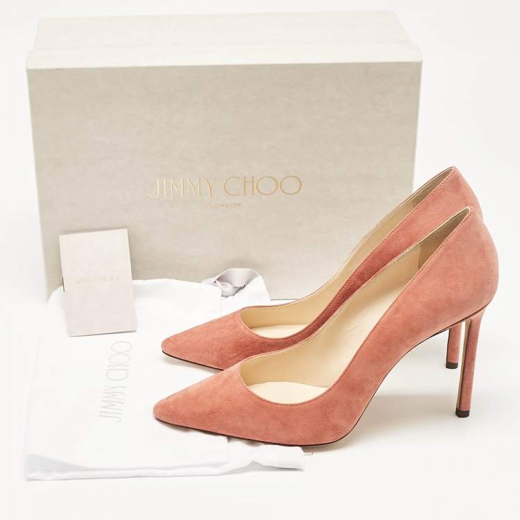 Pre Owned Jimmy Choo Pink Suede Romy Pumps Size 40