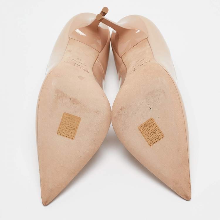 Pre Owned Jimmy Choo Beige Patent Romy Pumps Size 39