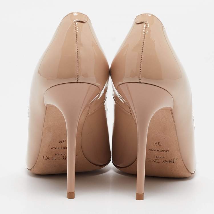 Pre Owned Jimmy Choo Beige Patent Romy Pumps Size 39