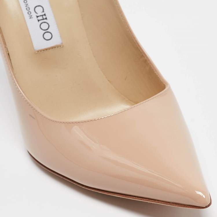Pre Owned Jimmy Choo Beige Patent Romy Pumps Size 39