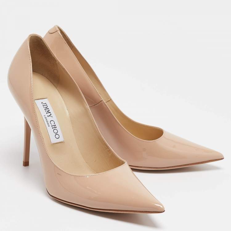 Pre Owned Jimmy Choo Beige Patent Romy Pumps Size 39