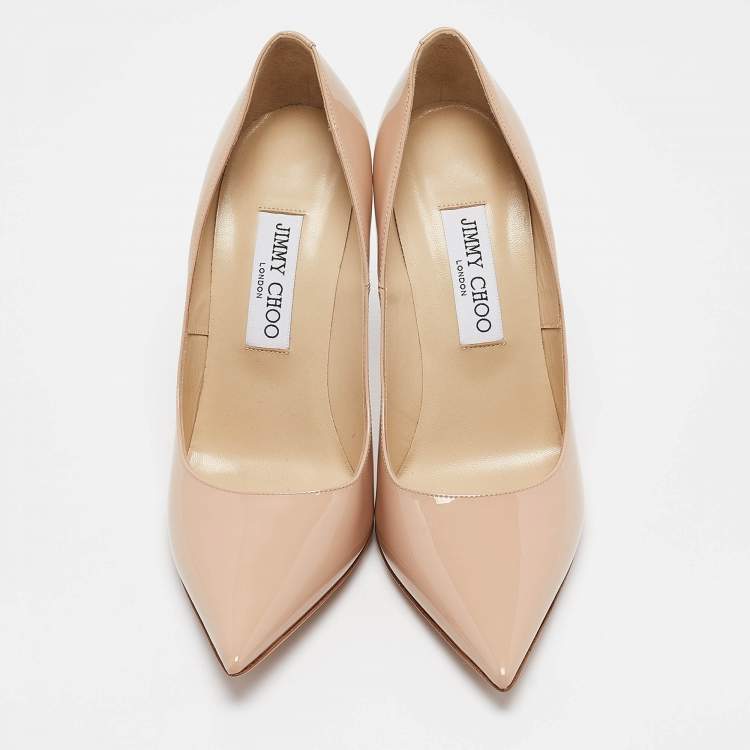 Pre Owned Jimmy Choo Beige Patent Romy Pumps Size 39