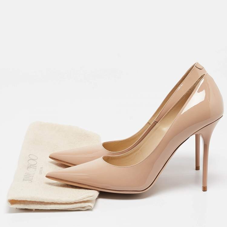 Pre Owned Jimmy Choo Beige Patent Romy Pumps Size 39