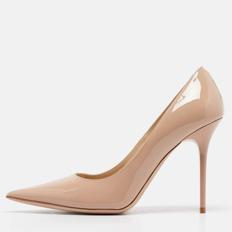 Pre Owned Jimmy Choo Beige Patent Romy Pumps Size 39