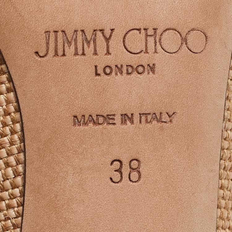 مملوكة مسبقًا Jimmy Choo Brown/Cream Leather and Raffia Love Pumps Size 38