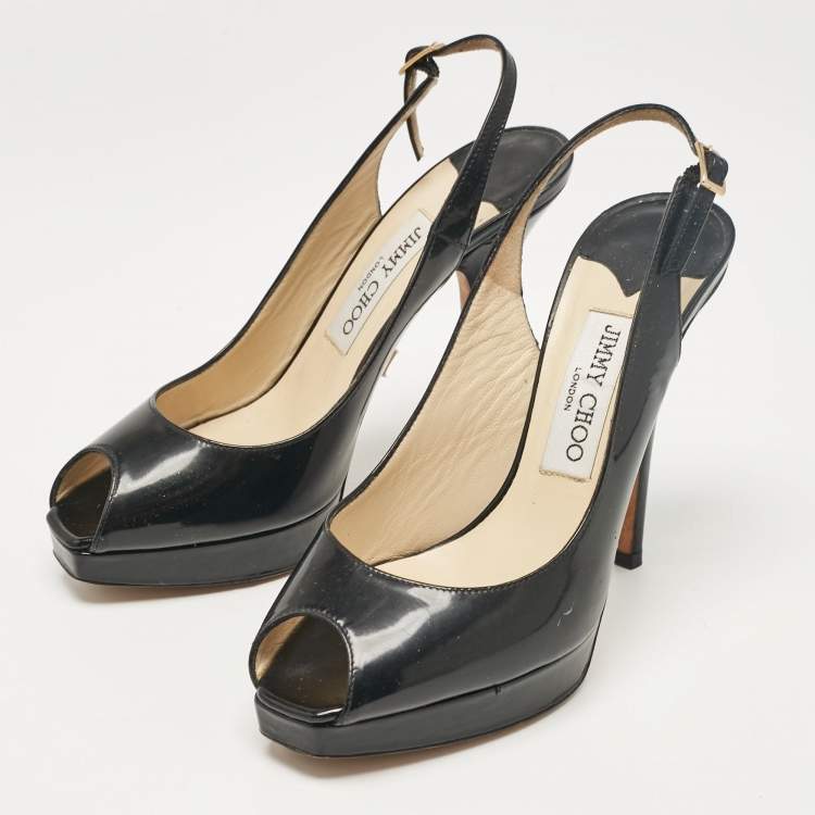 Jimmy Choo Black Patent Leather Nova Peep Toe Pumps Size Jimmy Choo Black Patent Leather Nova Peep Toe Pumps Size