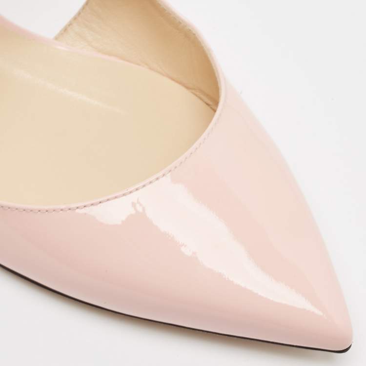 Pre Owned Jimmy Choo Pink Patent Leather Ballet Flats Size 37.5