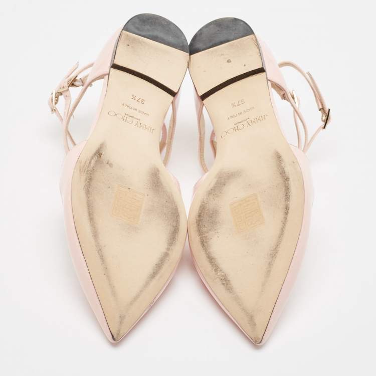 Pre Owned Jimmy Choo Pink Patent Leather Ballet Flats Size 37.5