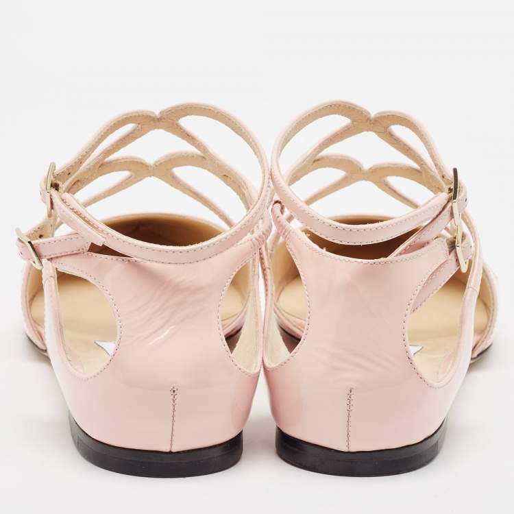 Pre Owned Jimmy Choo Pink Patent Leather Ballet Flats Size 37.5