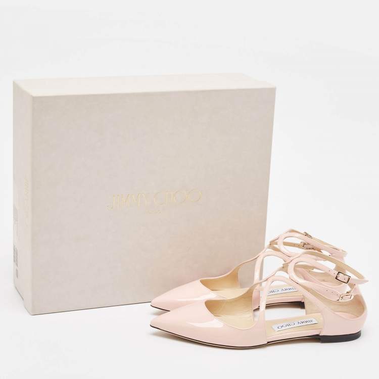 Pre Owned Jimmy Choo Pink Patent Leather Ballet Flats Size 37.5