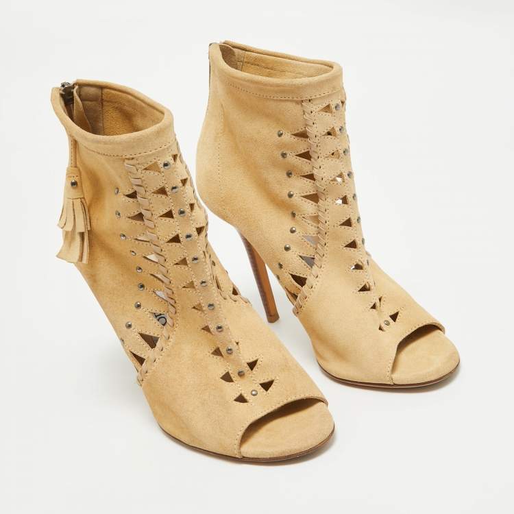 Pre Owned Jimmy Choo Brown Suede Ankle Length Boots Size 38