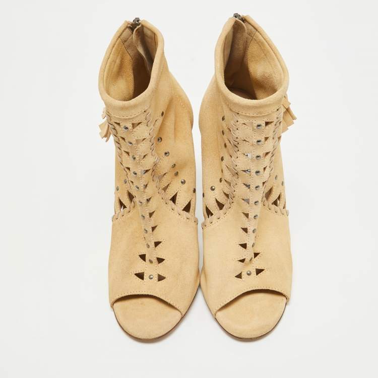 Pre Owned Jimmy Choo Brown Suede Ankle Length Boots Size 38