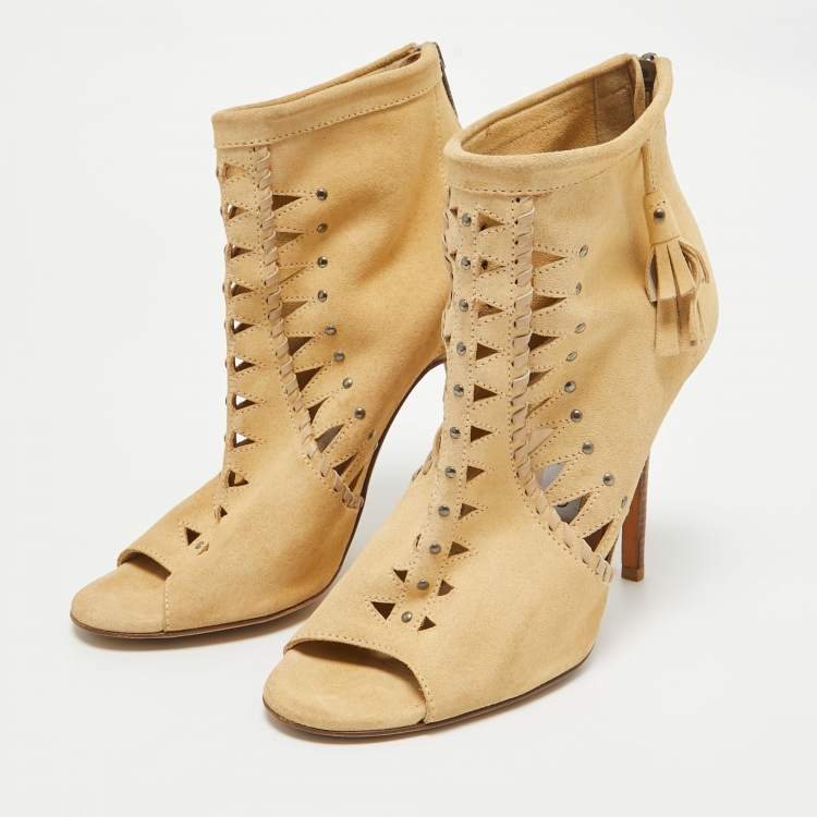 Pre Owned Jimmy Choo Brown Suede Ankle Length Boots Size 38