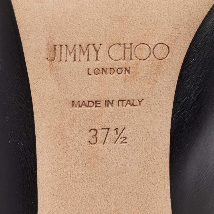 Pre Owned Jimmy Choo Black Leather Lark 100 Booties Size 37.5