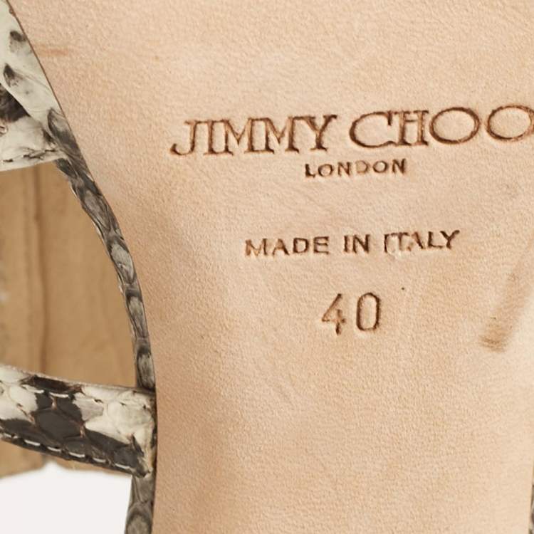Pre Owned Jimmy Choo Beige Snakeskin Glenys Gladiator Platform Sandals Size 40