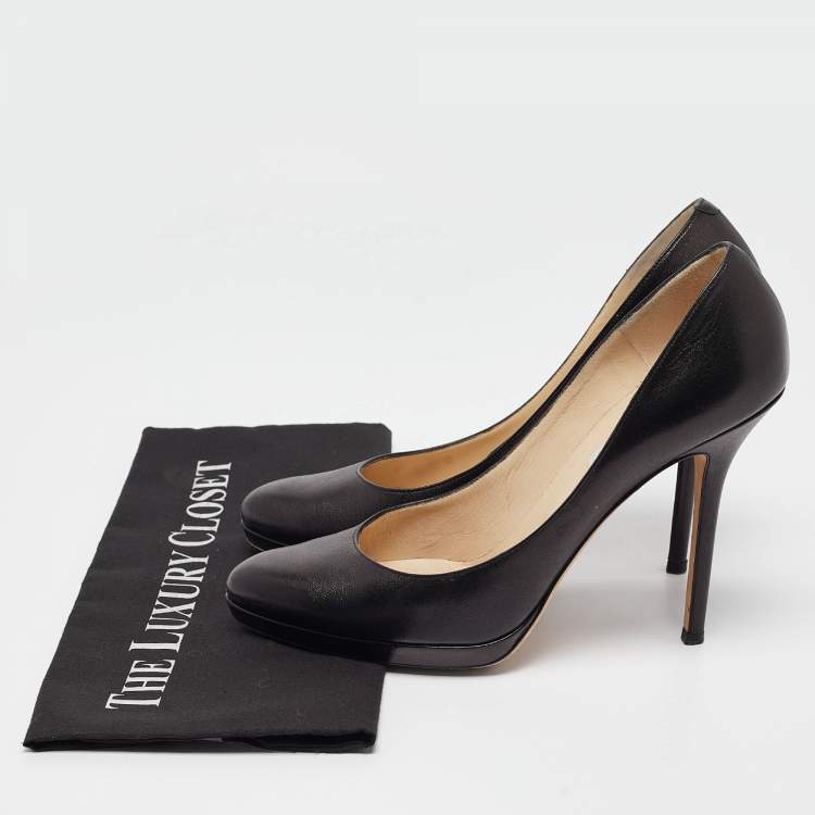 Pre Owned Jimmy Choo Black Leather Platform Pumps Size 40