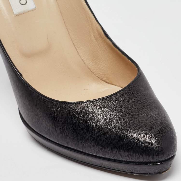 Pre Owned Jimmy Choo Black Leather Platform Pumps Size 40