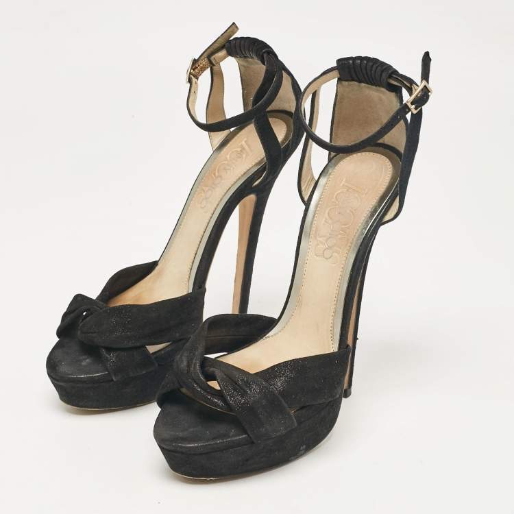 Pre Owned Jimmy Choo Black Suede Ankle Strap Sandals Size 37