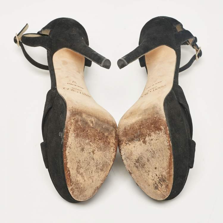 Pre Owned Jimmy Choo Black Suede Ankle Strap Sandals Size 37