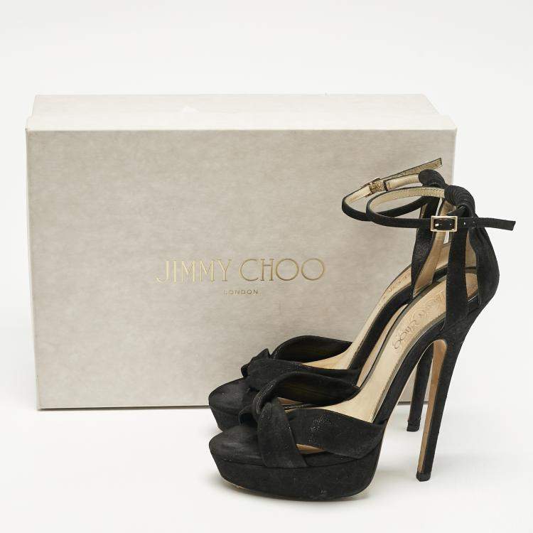Pre Owned Jimmy Choo Black Suede Ankle Strap Sandals Size 37