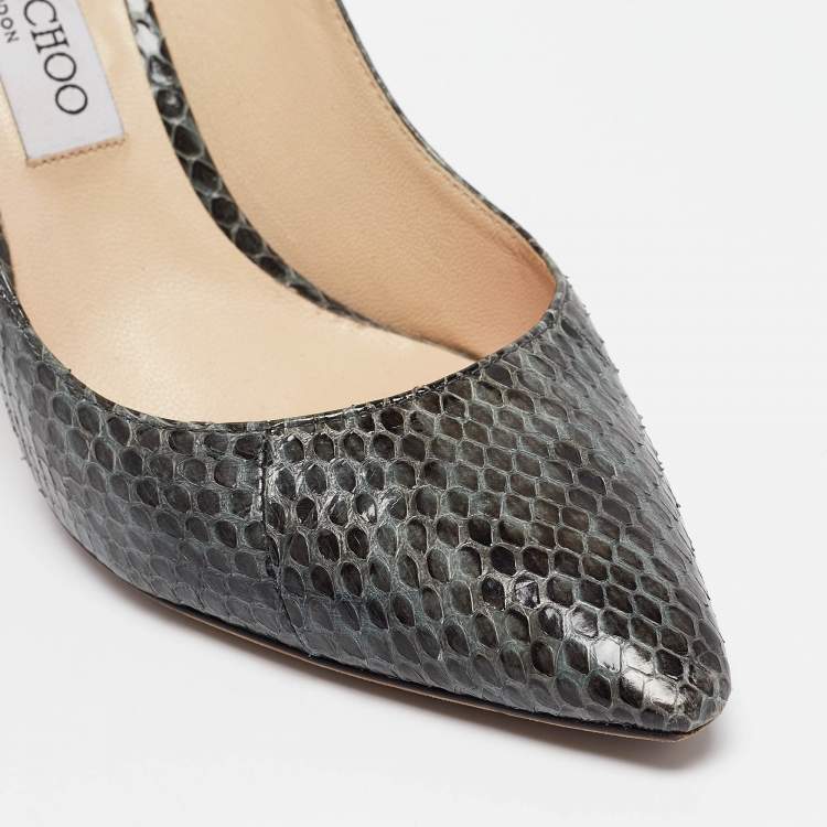 Pre Owned Jimmy Choo Green/Black Snakeskin Romy Pumps Size 40