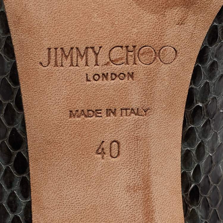 Pre Owned Jimmy Choo Green/Black Snakeskin Romy Pumps Size 40