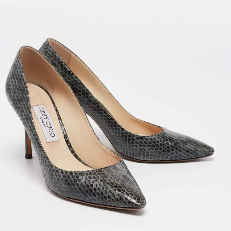 Pre Owned Jimmy Choo Green/Black Snakeskin Romy Pumps Size 40