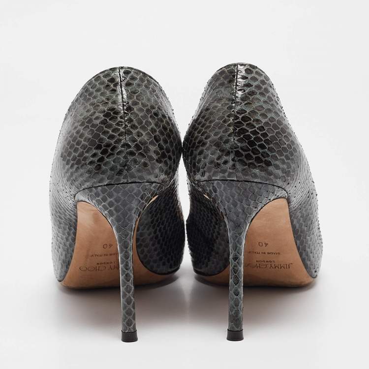 Pre Owned Jimmy Choo Green/Black Snakeskin Romy Pumps Size 40