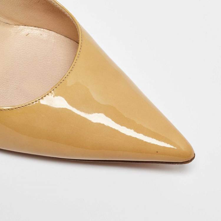 Pre Owned Jimmy Choo Beige Patent Leather Romy Pumps Size 37.5