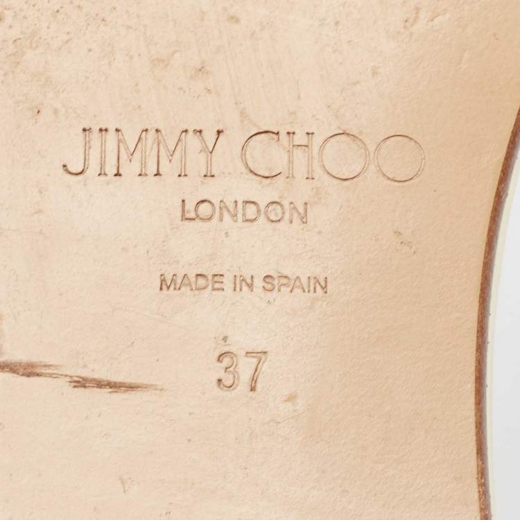 Pre Owned Jimmy Choo Gold Lurex Fabric Nanda Flat Slides Size 37