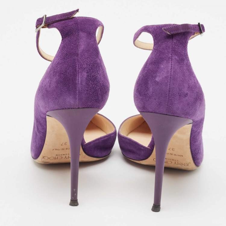 Pre Owned Jimmy Choo Purple Suede Lucy D'orsay Pumps Size 37