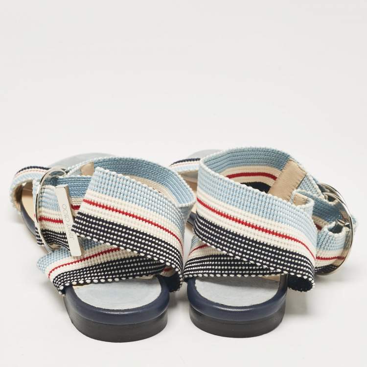 Pre Owned Jimmy Choo Multicolor Canvas Ankle Strap Sandals Size 37