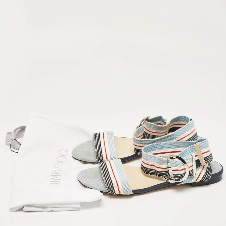 Pre Owned Jimmy Choo Multicolor Canvas Ankle Strap Sandals Size 37