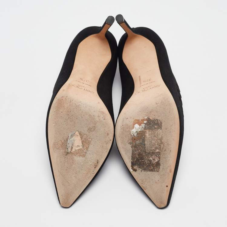 مملوكة مسبقًا Jimmy Choo Black Suede Pointed Toe Pumps Size 37.5