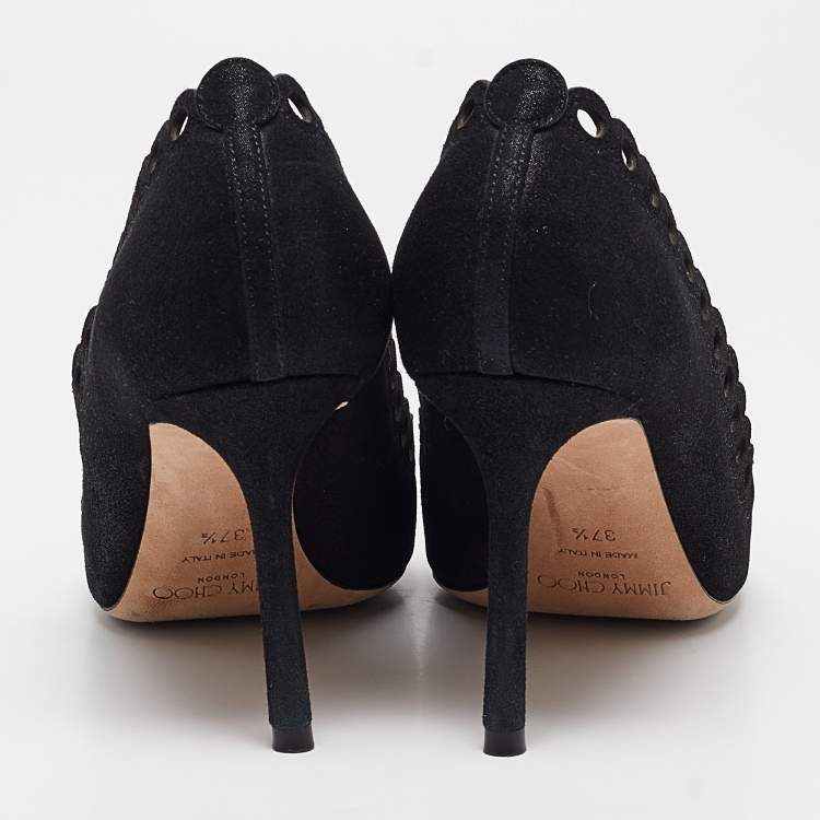 مملوكة مسبقًا Jimmy Choo Black Suede Pointed Toe Pumps Size 37.5