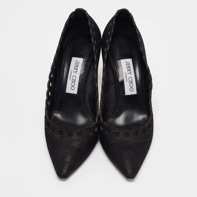 مملوكة مسبقًا Jimmy Choo Black Suede Pointed Toe Pumps Size 37.5