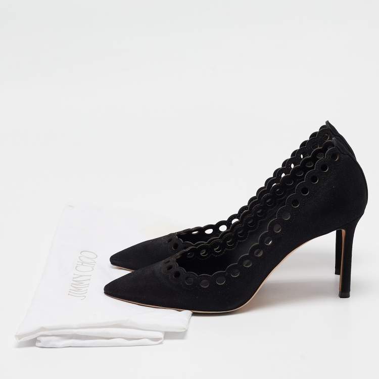 مملوكة مسبقًا Jimmy Choo Black Suede Pointed Toe Pumps Size 37.5
