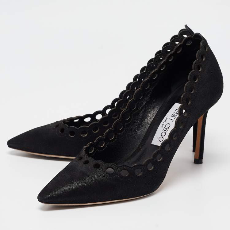 مملوكة مسبقًا Jimmy Choo Black Suede Pointed Toe Pumps Size 37.5