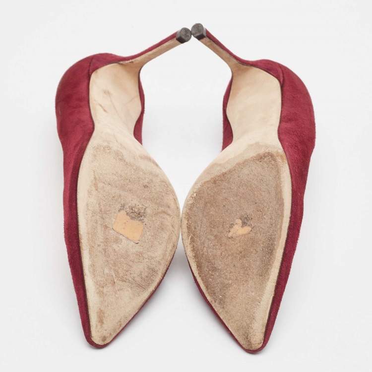 Pre Owned Jimmy Choo Burgundy Suede Romy Pumps Size 38