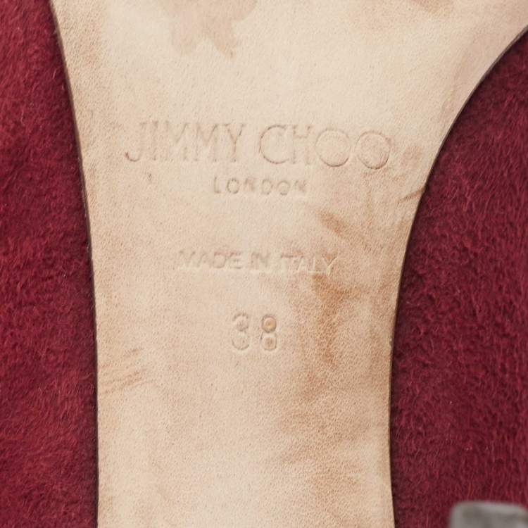 Pre Owned Jimmy Choo Burgundy Suede Romy Pumps Size 38